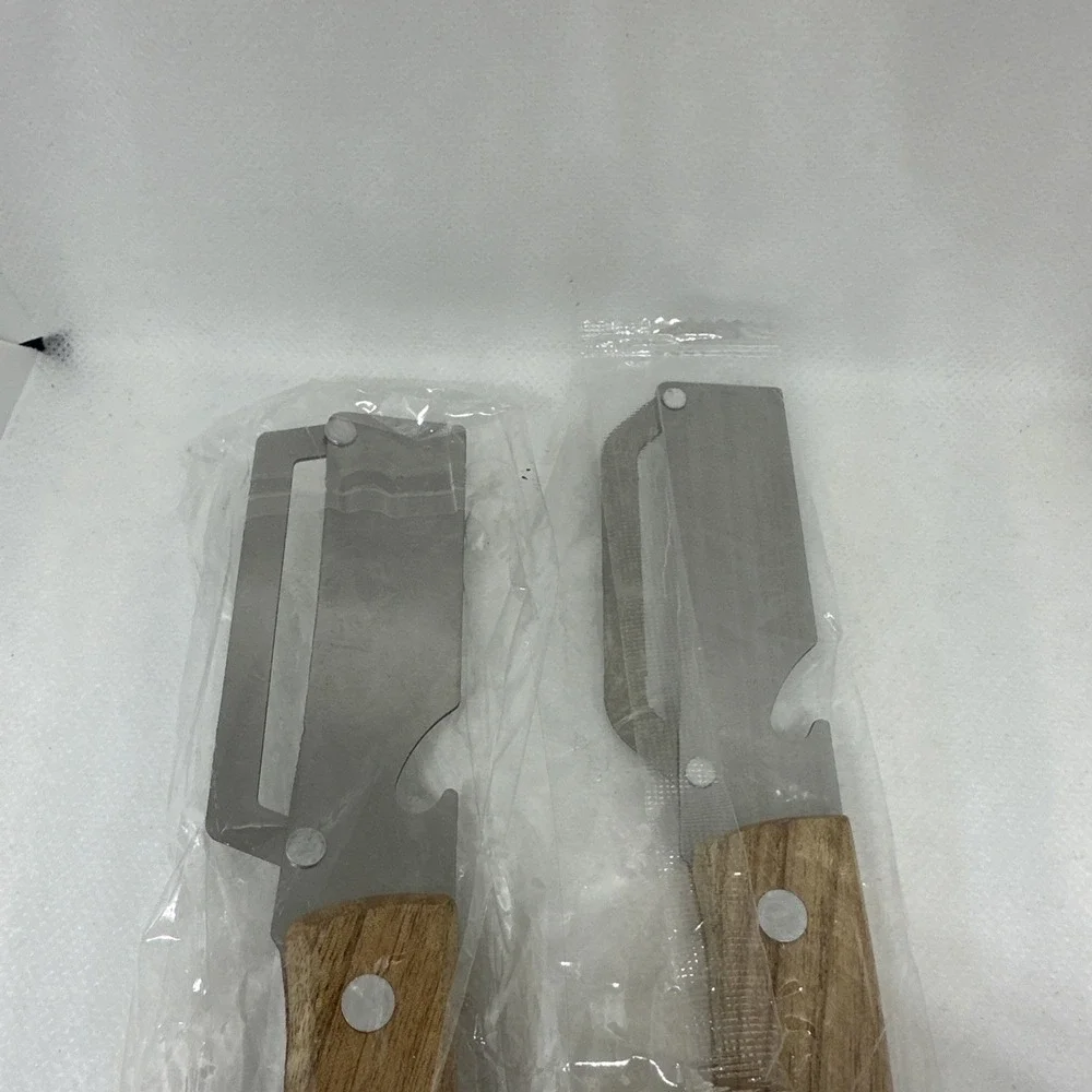 2 Pack 2 in 1 Multi Functional Vegetable Peeler with Bottle Opener Wooden Handle